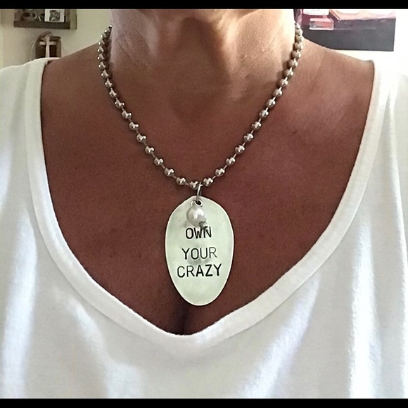 Hand Stamped Spoon Pendant Necklace - Picture 4 of 4